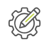 Customized designs icon with gear and pencil icon