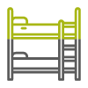 Childrens bedroom furniture icon with bunk beds.