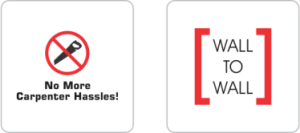 No carpenter needed and wall-to-wall design icons